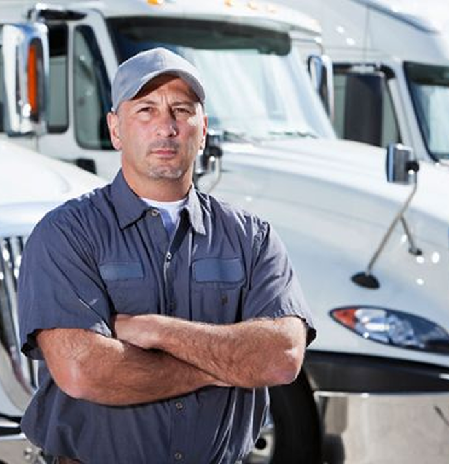 TMC driver in front of the fleet